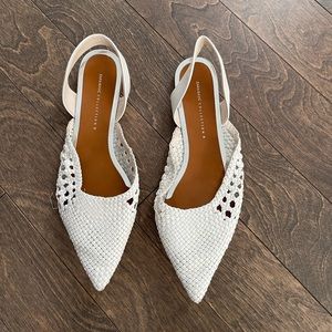 White woven flats